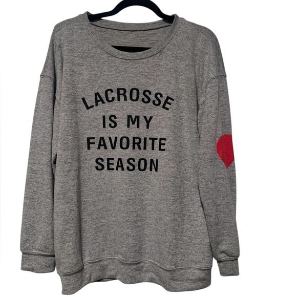 Tops - Gray Sweatshirt with Lacrosse Print